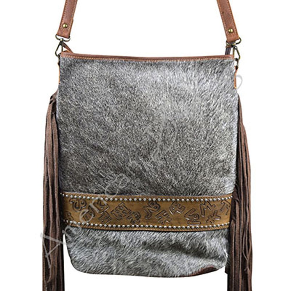 American Darling Messenger Hand Tooled Hair-On Genuine Leather