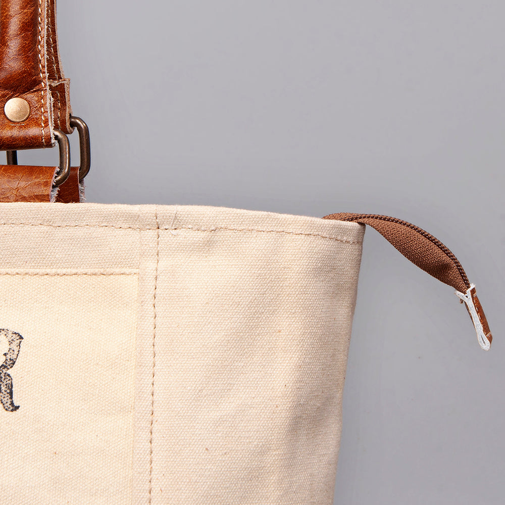 OHLAY Upcycled Canvas Genuine Leather Tote