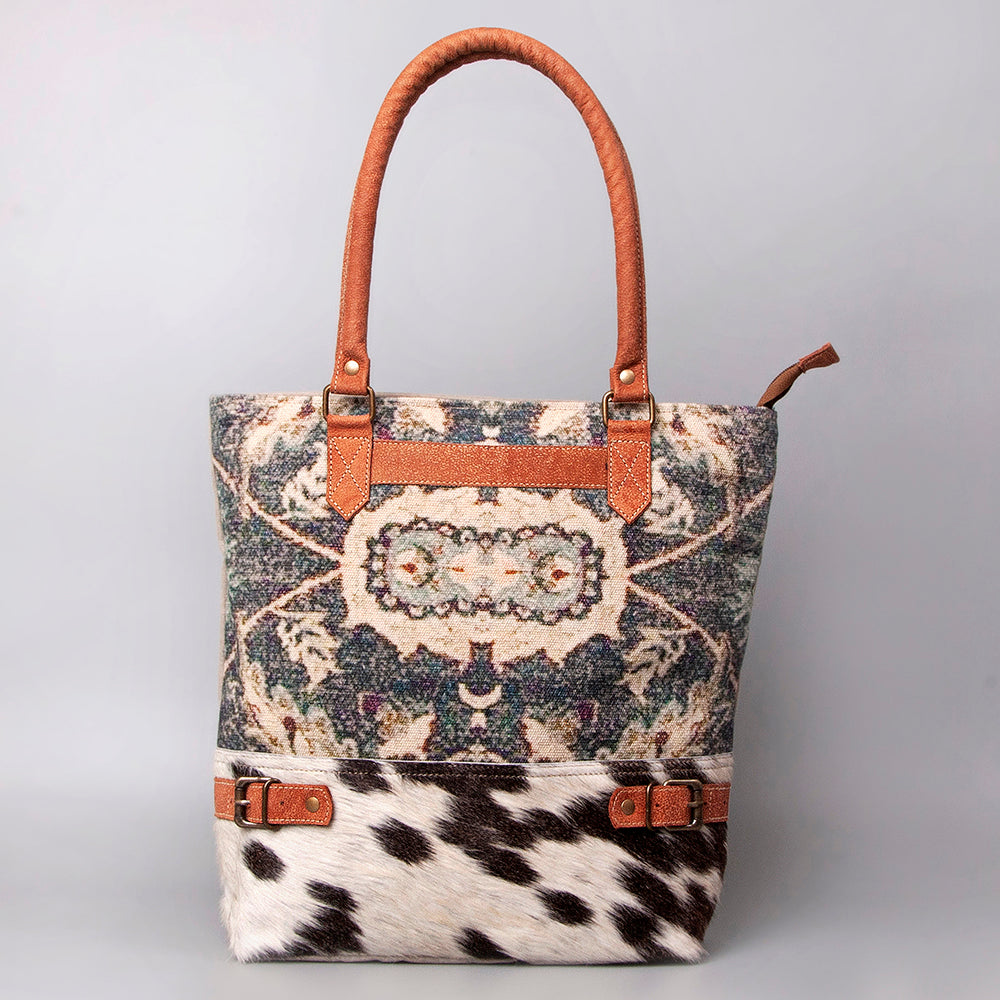 Ohlay Tote Upcycled Canvas Hair-on Genuine Leather