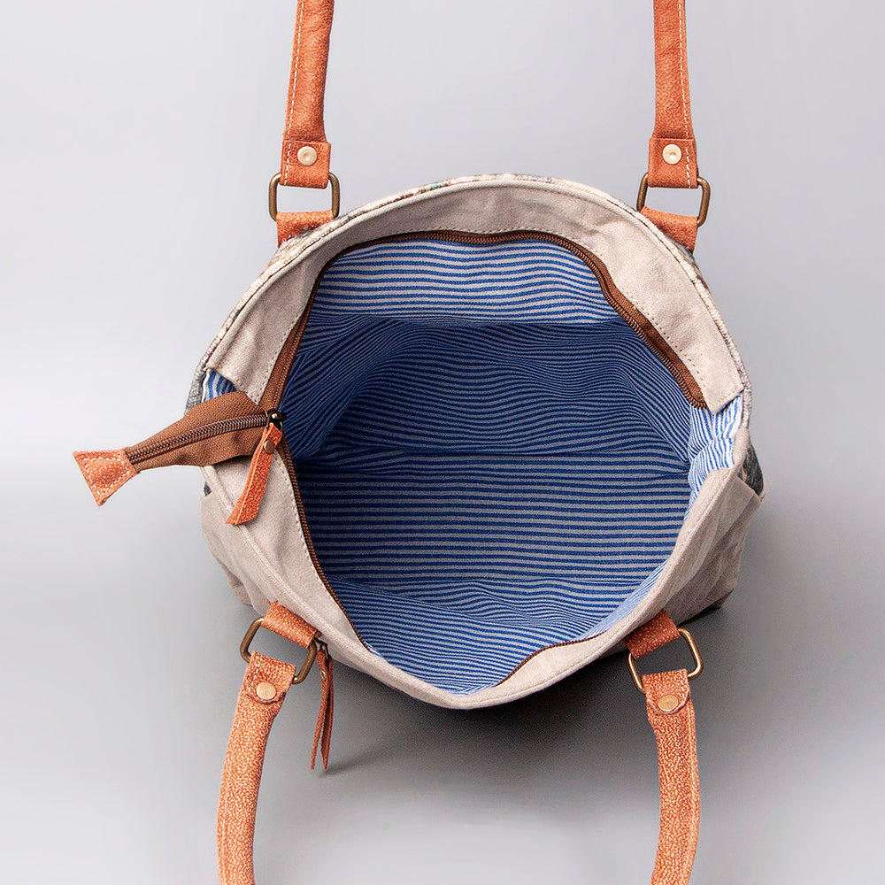 Ohlay Tote Upcycled Canvas Hair-on Genuine Leather