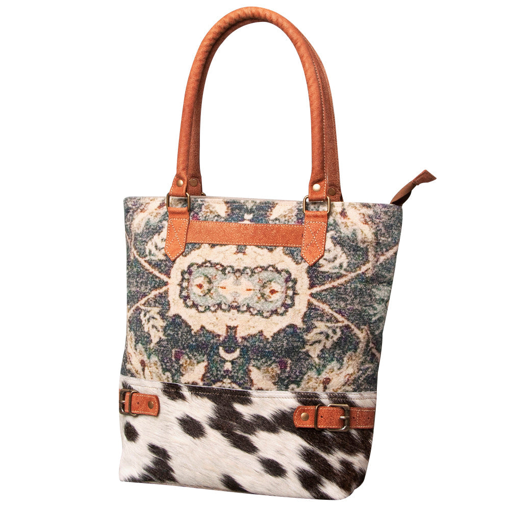 Ohlay Tote Upcycled Canvas Hair-on Genuine Leather