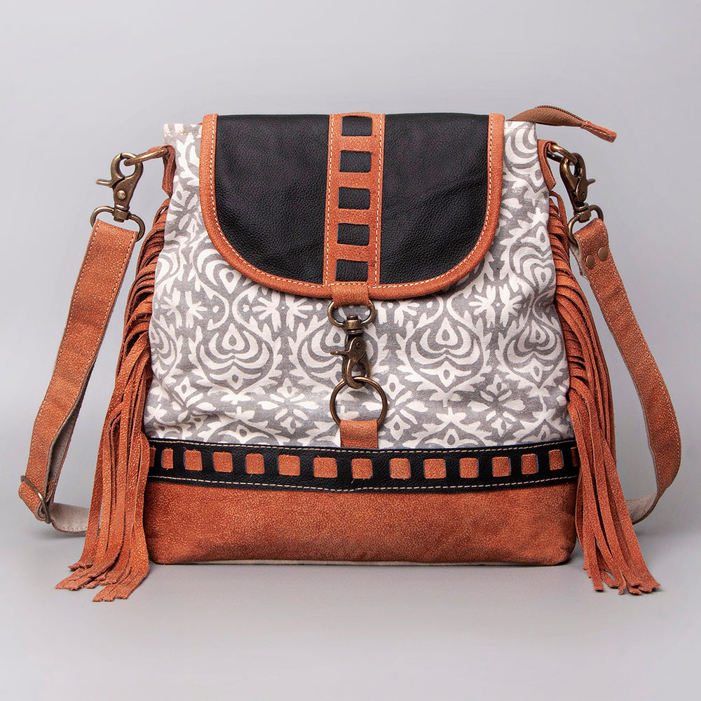 Ohlay Crossbody Upcycled Canvas Genuine Leather
