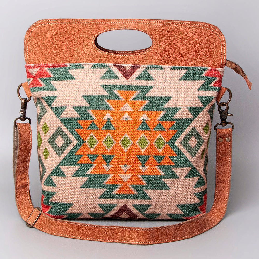 Ohlay Clutch Upcycled Wool Upcycled Canvas Genuine Leather
