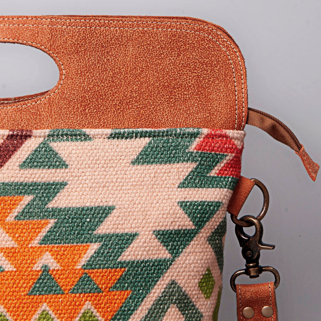Ohlay Clutch Upcycled Wool Upcycled Canvas Genuine Leather
