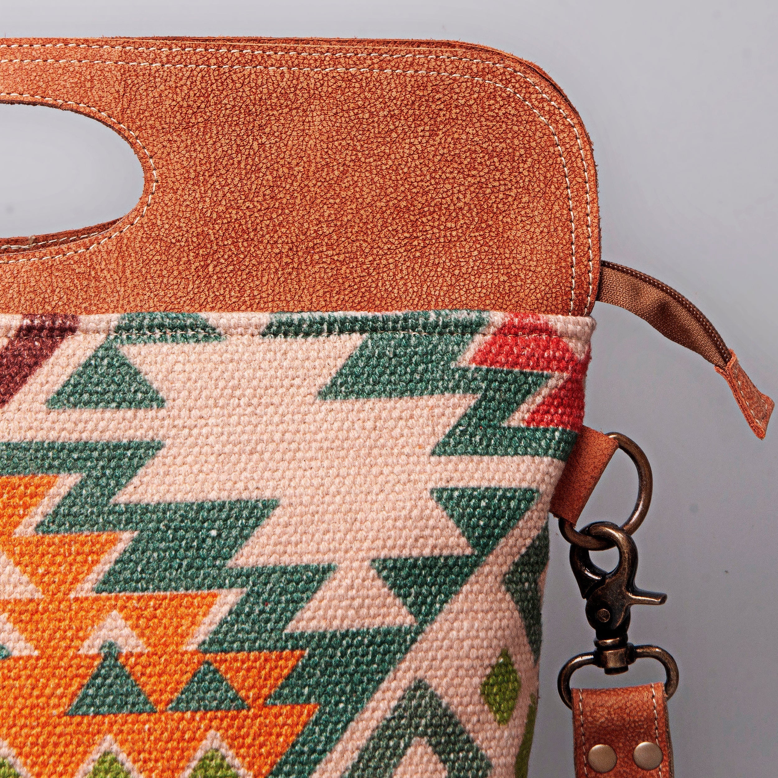 Ohlay Clutch Upcycled Wool Upcycled Canvas Genuine Leather