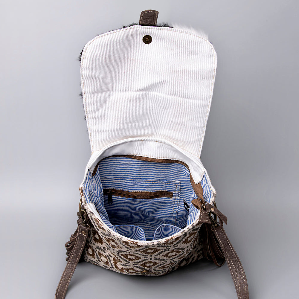 Ohlay Crossbody Upcycled Wool Upcycled Canvas Hair-On Genuine Leather