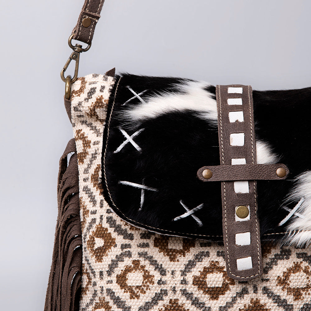 Ohlay Crossbody Upcycled Wool Upcycled Canvas Hair-On Genuine Leather