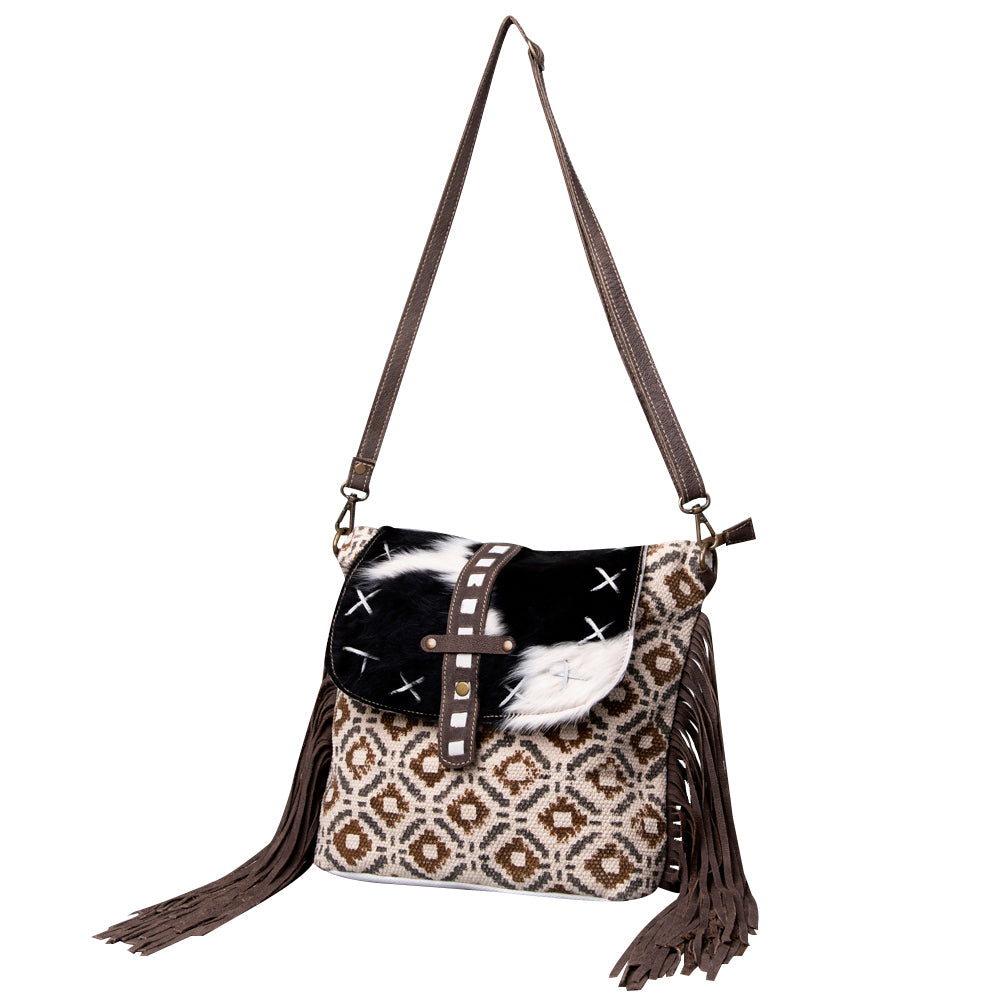 Ohlay Crossbody Upcycled Wool Upcycled Canvas Hair-On Genuine Leather