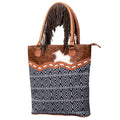 OHLAY Upcycled Wool Canvas Hair-On Genuine Leather Tote