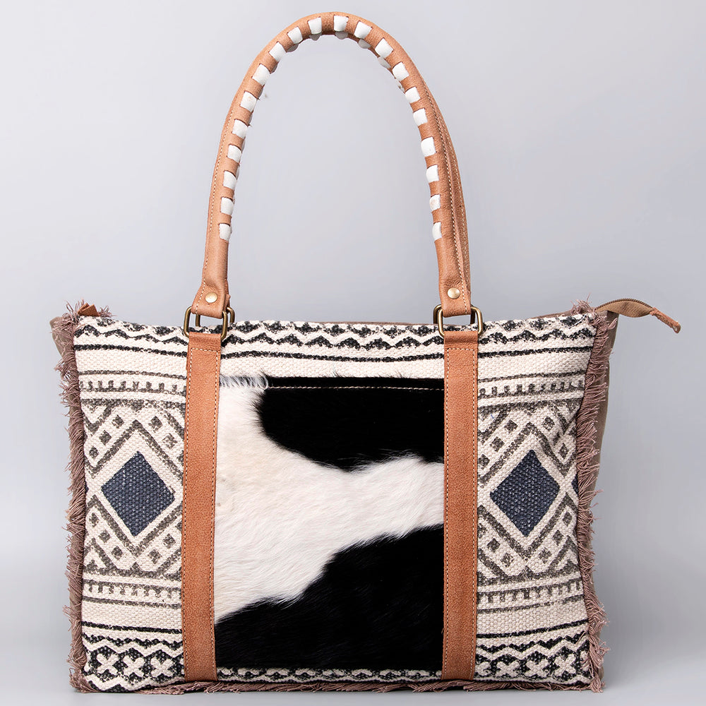 Ohlay Weekender Upcycled Wool Upcycled Canvas Hair-on Genuine Leather