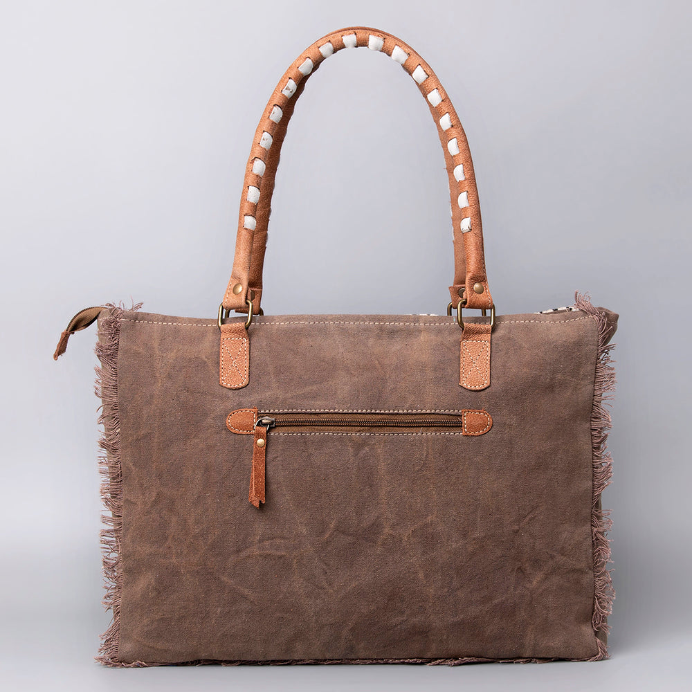 Ohlay Weekender Upcycled Wool Upcycled Canvas Hair-on Genuine Leather