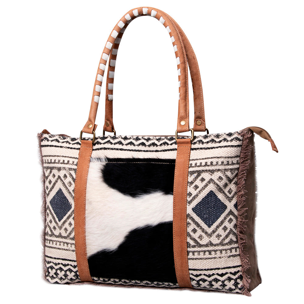 Ohlay Weekender Upcycled Wool Upcycled Canvas Hair-on Genuine Leather