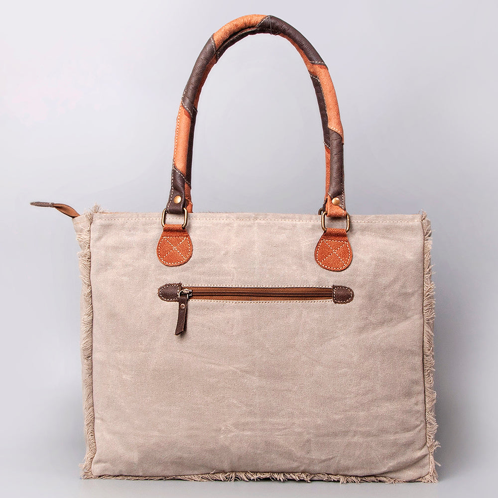 Ohlay Tote Upcycled Wool Upcycled Canvas Embossed Hair-on Genuine Leather