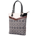 OHLAY Upcycled Wool Canvas Embossed Hair-On Genuine Leather Tote