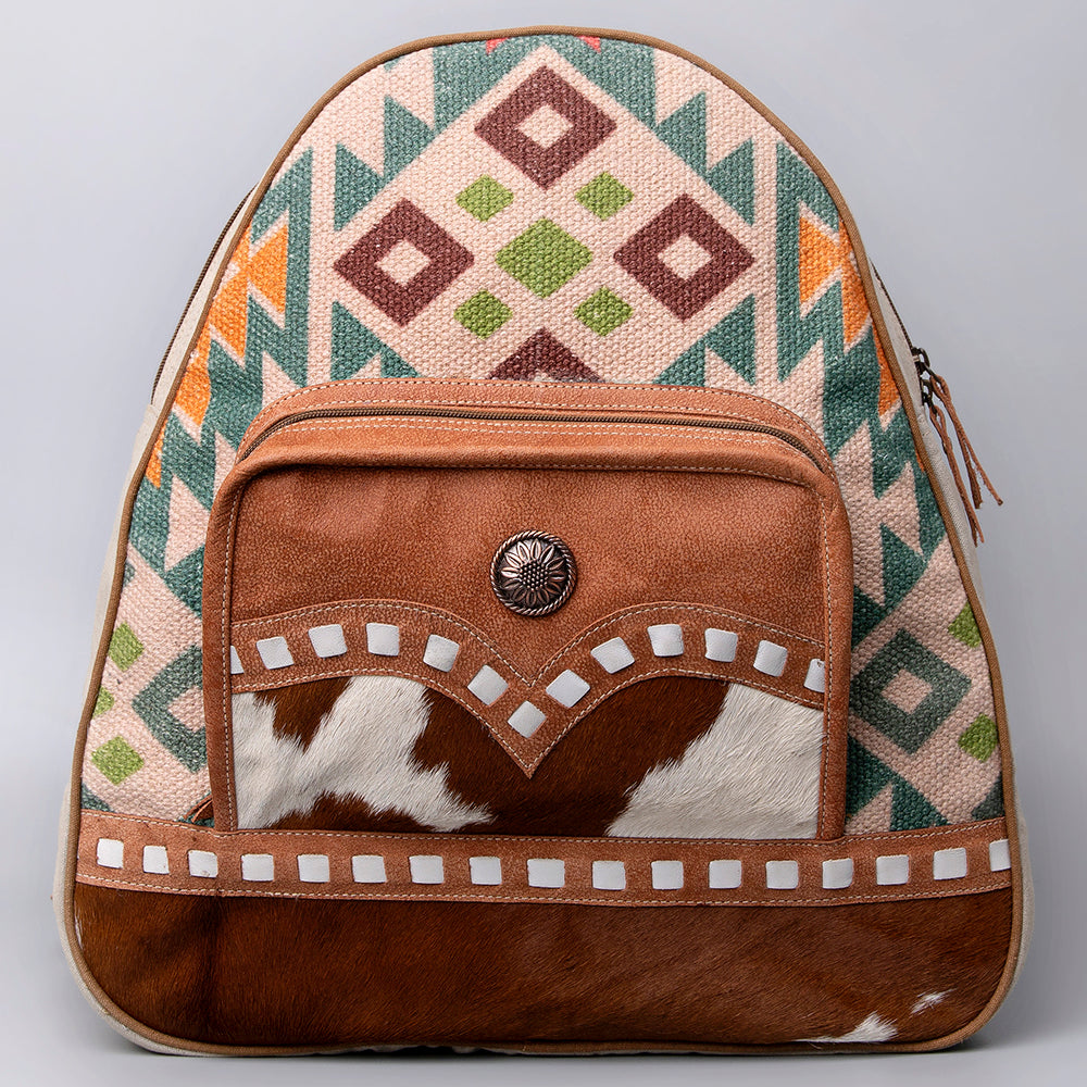 Ohlay Backpack Upcycled Wool Upcycled Canvas Hair-On Genuine Leather