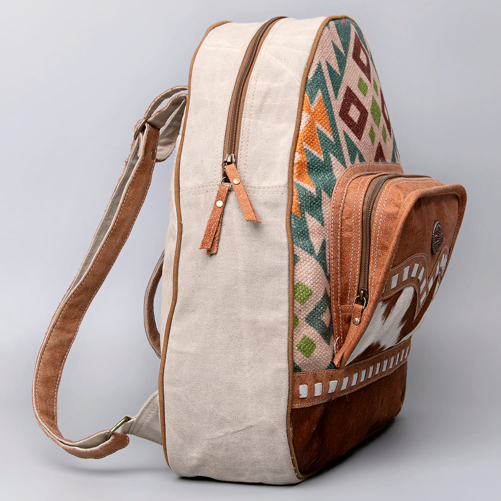 Ohlay Backpack Upcycled Wool Upcycled Canvas Hair-On Genuine Leather