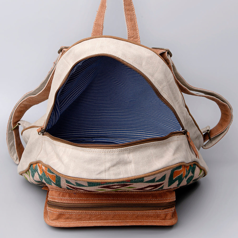 Ohlay Backpack Upcycled Wool Upcycled Canvas Hair-On Genuine Leather