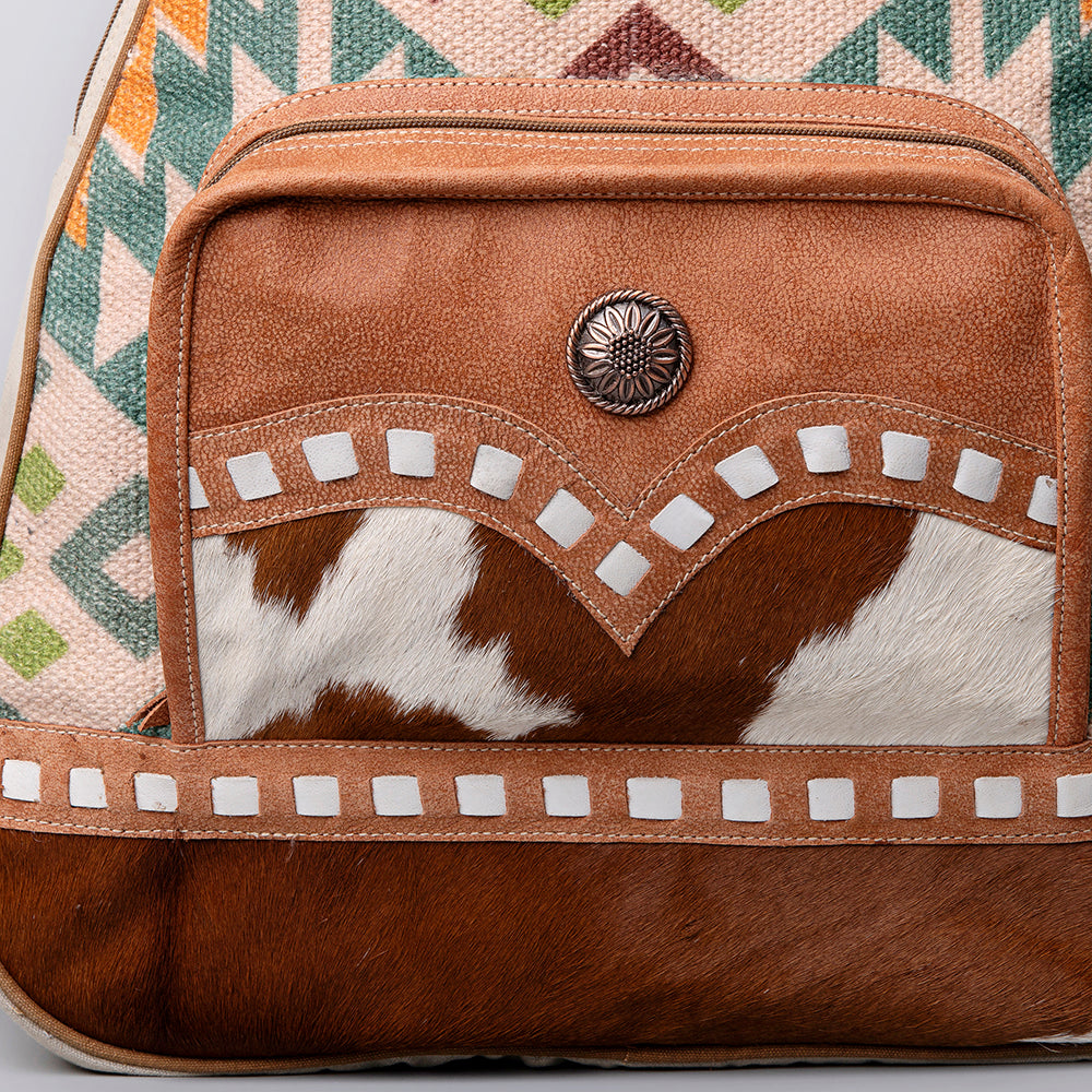 Ohlay Backpack Upcycled Wool Upcycled Canvas Hair-On Genuine Leather