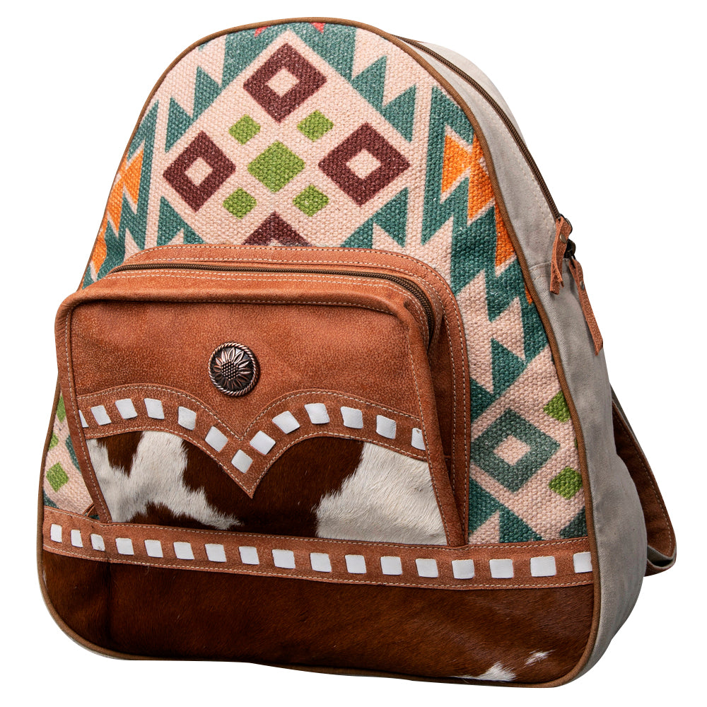 Ohlay Backpack Upcycled Wool Upcycled Canvas Hair-On Genuine Leather