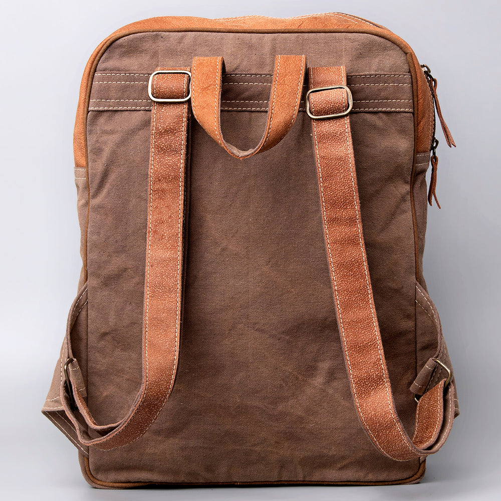 Ohlay Backpack Upcycled Wool Upcycled Canvas Genuine Leather
