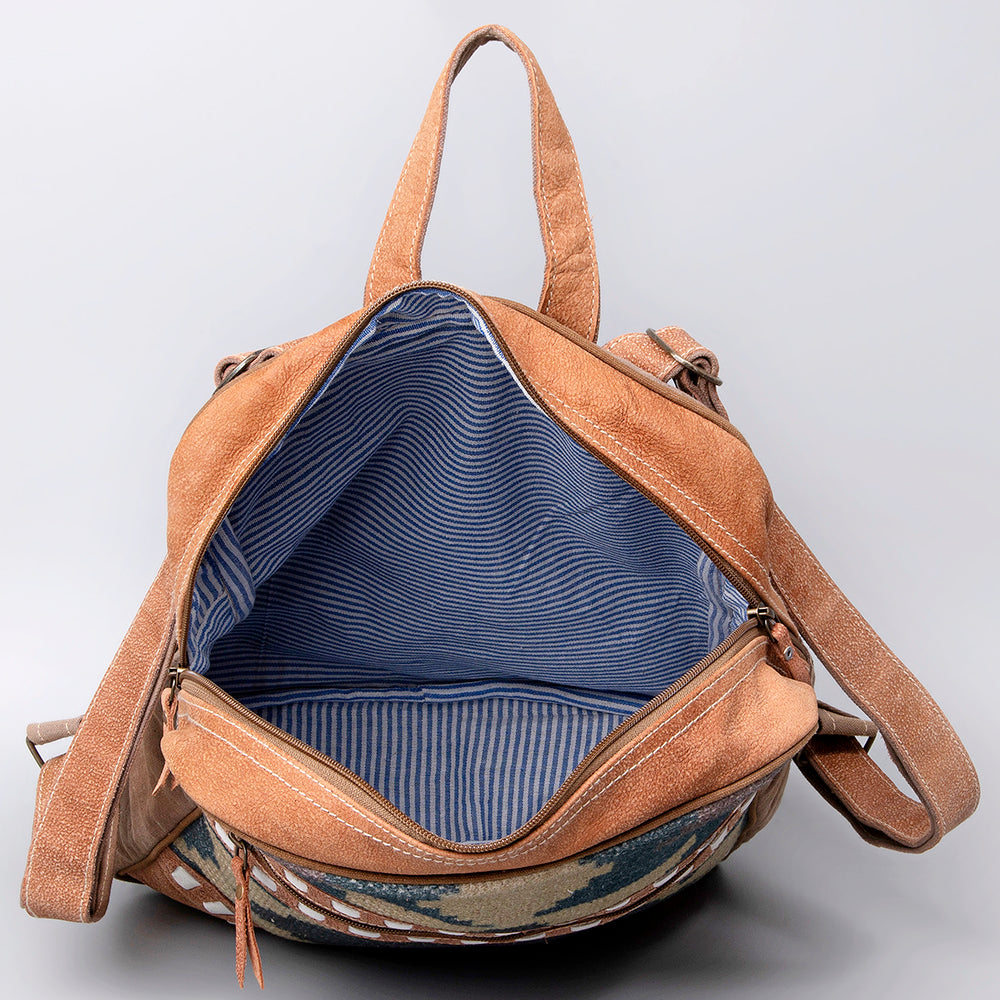 Ohlay Backpack Upcycled Wool Upcycled Canvas Genuine Leather