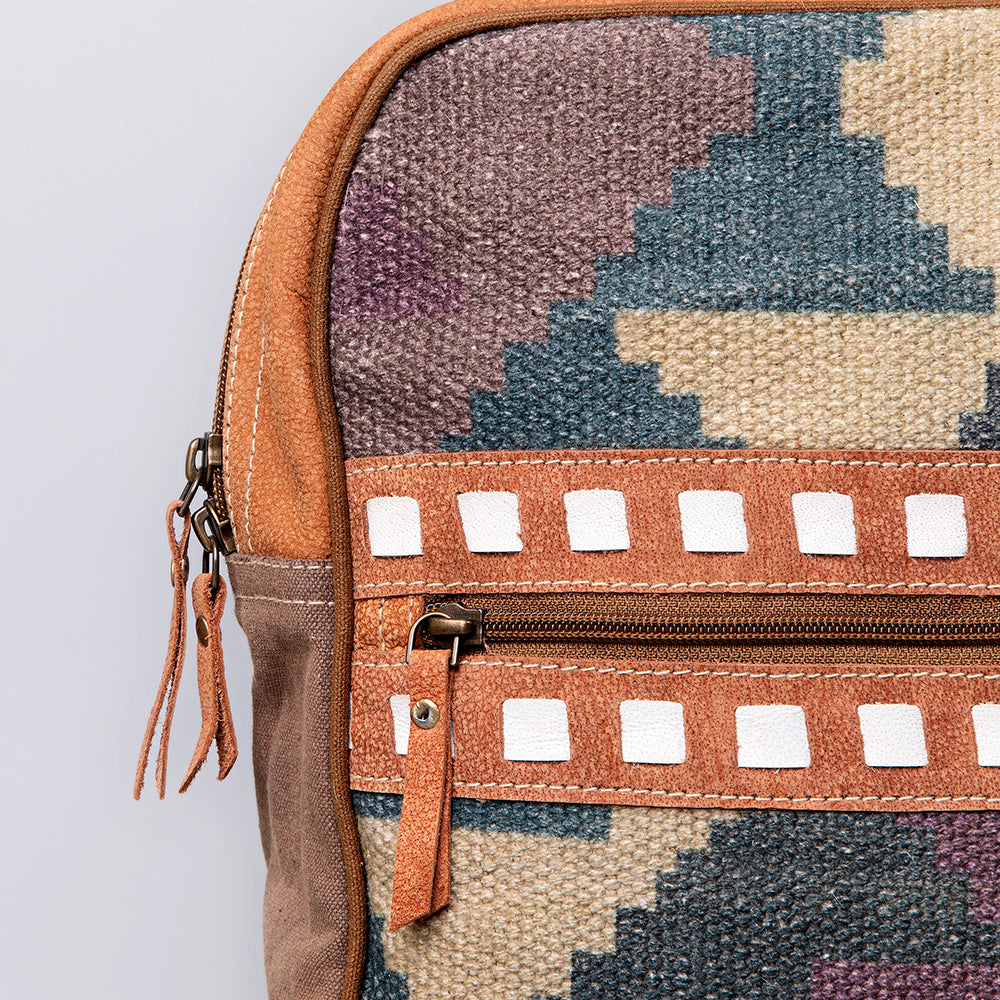 Ohlay Backpack Upcycled Wool Upcycled Canvas Genuine Leather
