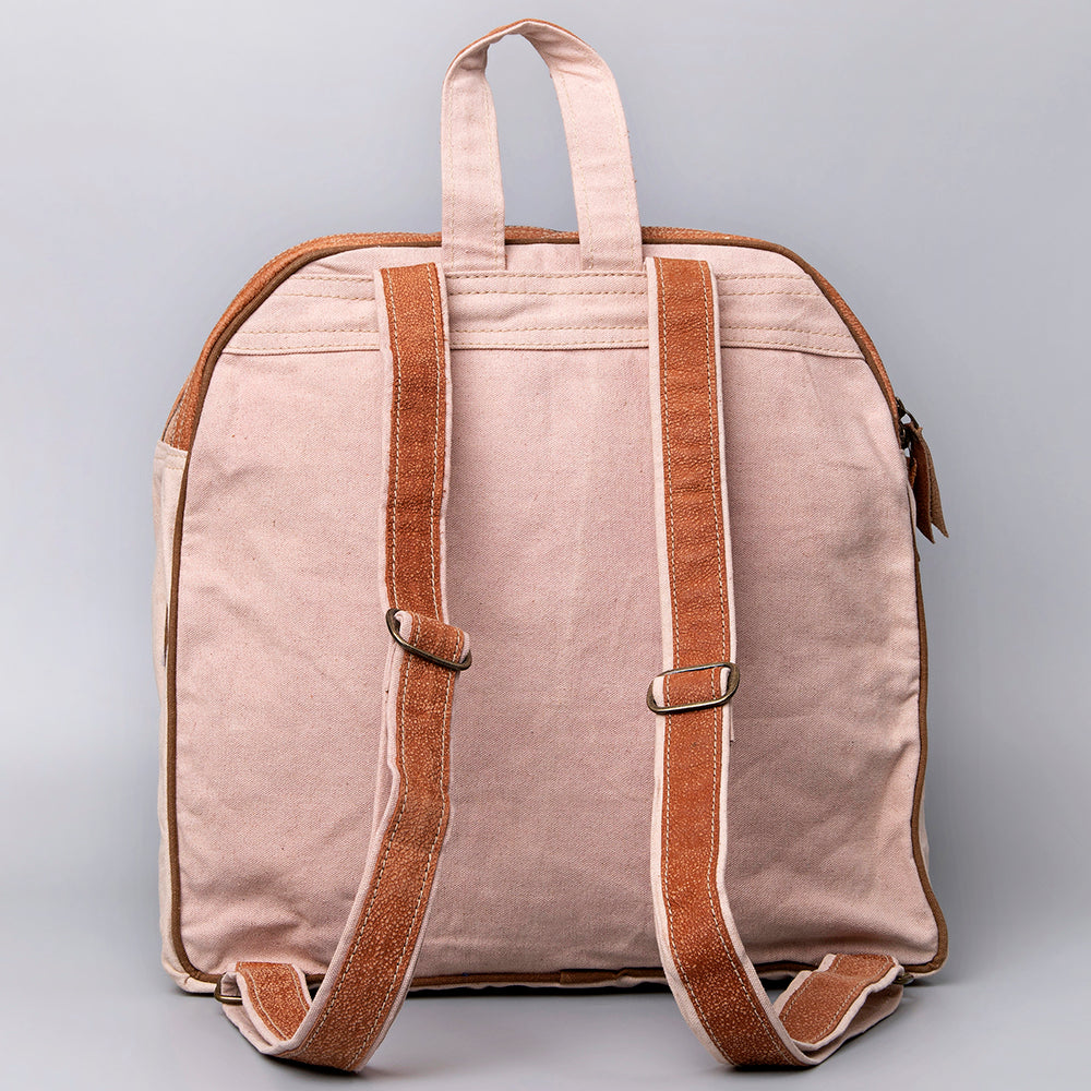 OHLAY Backpack Upcycled Canvas Hair-On Genuine Leather Women Bag Western Handbag Purse Womens Handbags Belt for Purses Summer