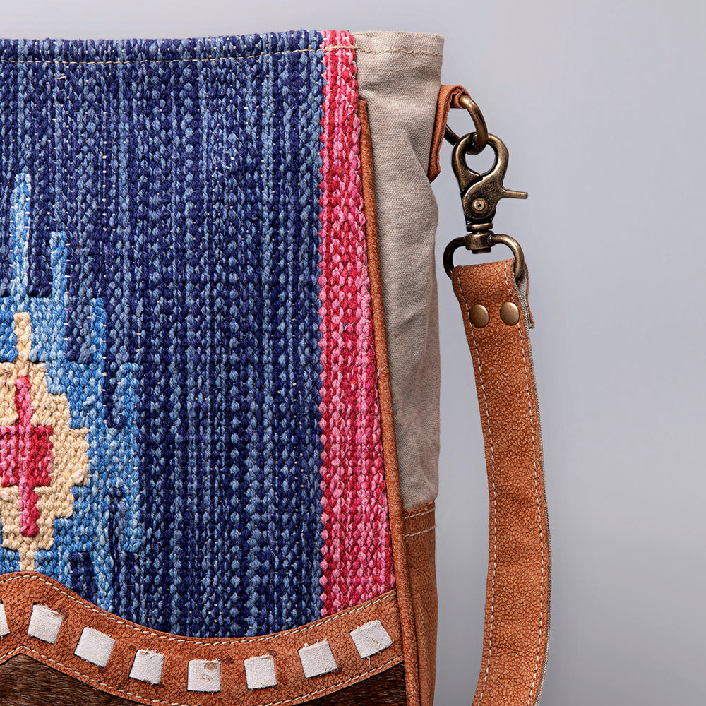 OHLAY Cross Body Upcycled Wool Canvas Hair-On Genuine Leather Women Bag Western Handbag Purse Womens Handbags Belt for Summer