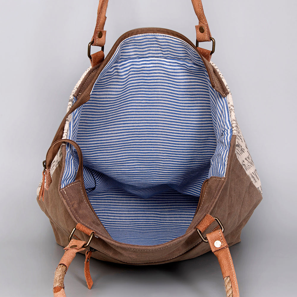 Ohlay Tote Upcycled Wool Upcycled Canvas Hair-on Genuine Leather