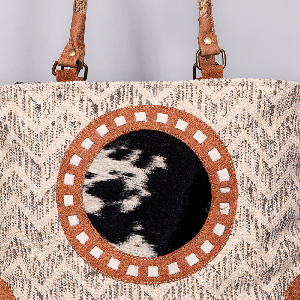 Ohlay Tote Upcycled Wool Upcycled Canvas Hair-on Genuine Leather