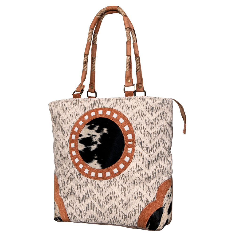 Ohlay Tote Upcycled Wool Upcycled Canvas Hair-on Genuine Leather