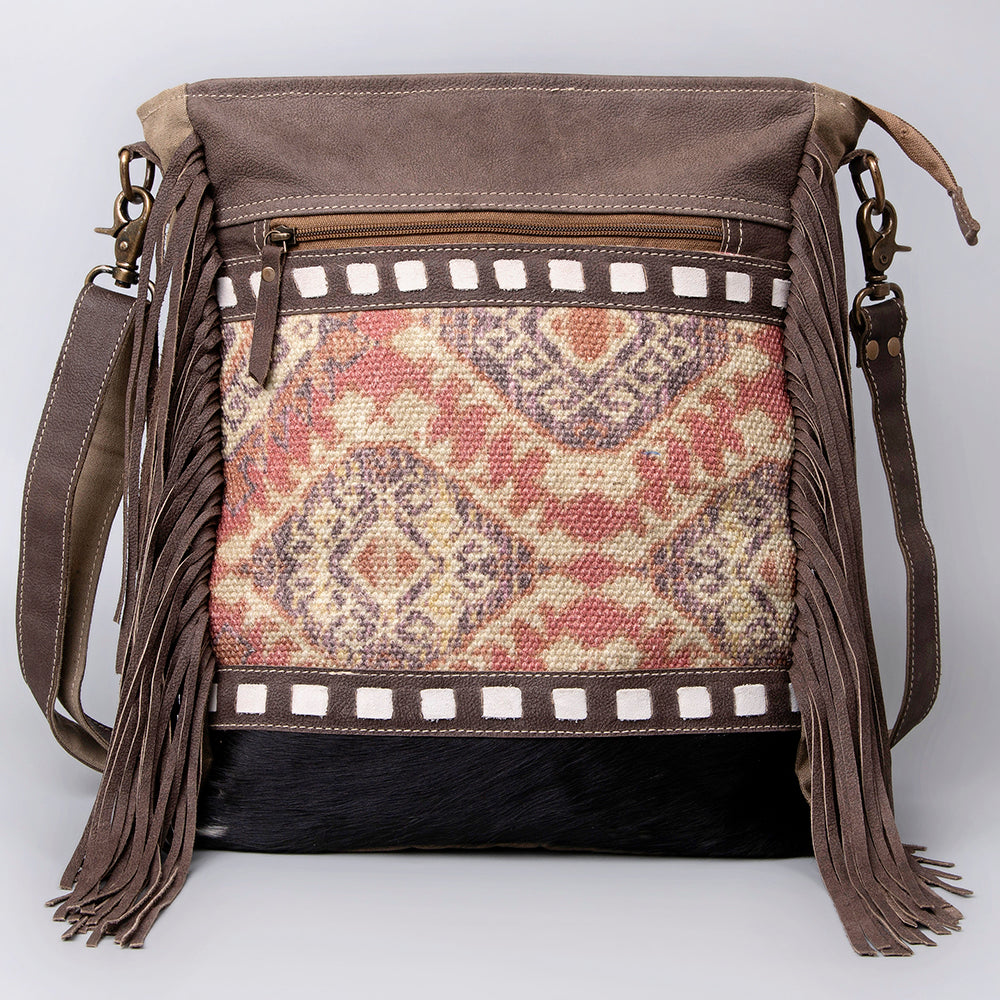 Ohlay Crossbody Upcycled Wool Upcycled Canvas Hair-On Genuine Leather