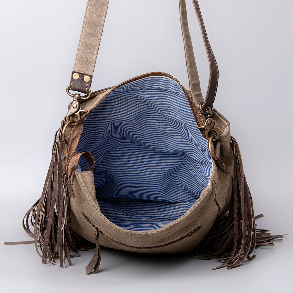 Ohlay Crossbody Upcycled Wool Upcycled Canvas Hair-On Genuine Leather