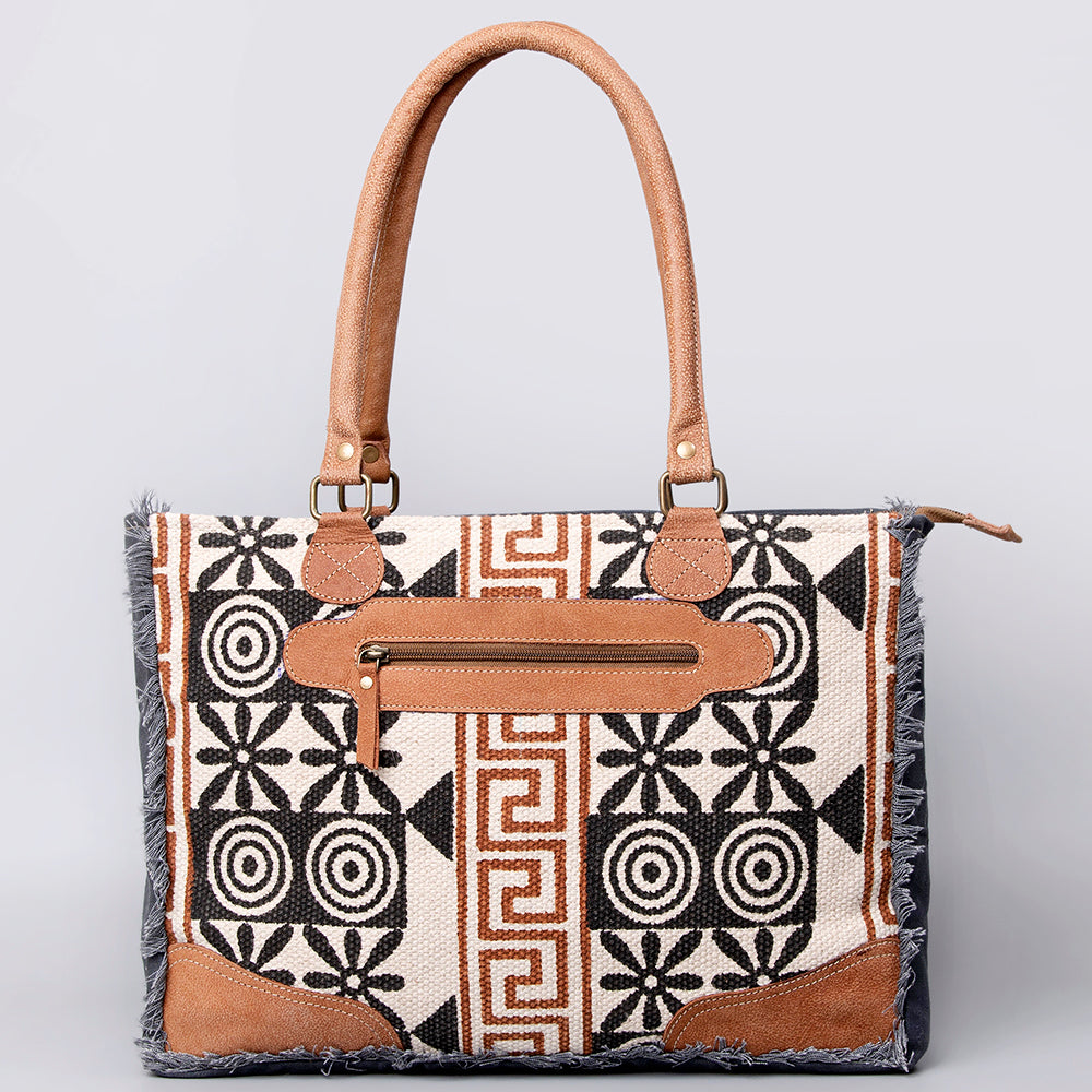 Ohlay Tote Upcycled Wool Upcycled Canvas Genuine Leather