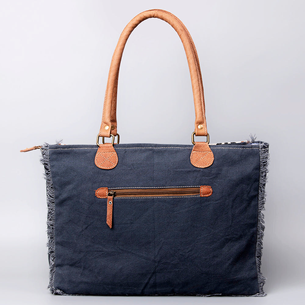 Ohlay Tote Upcycled Wool Upcycled Canvas Genuine Leather