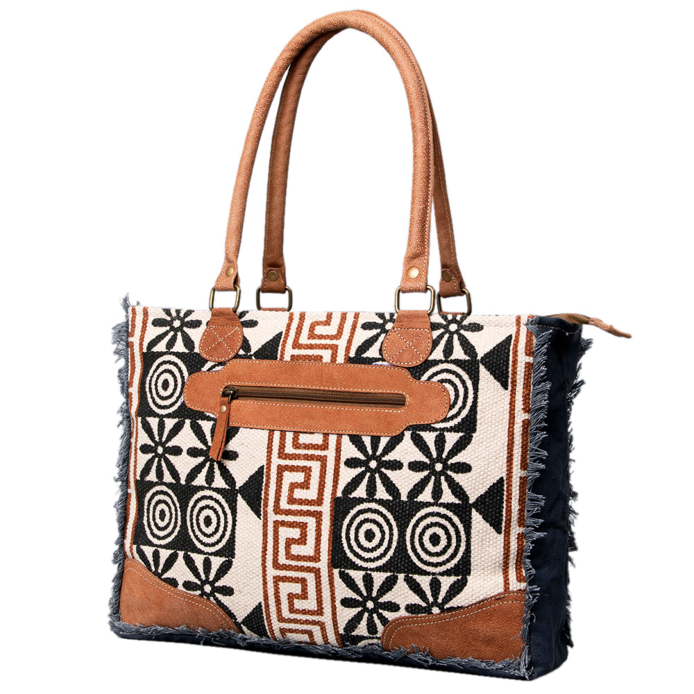 Ohlay Tote Upcycled Wool Upcycled Canvas Genuine Leather