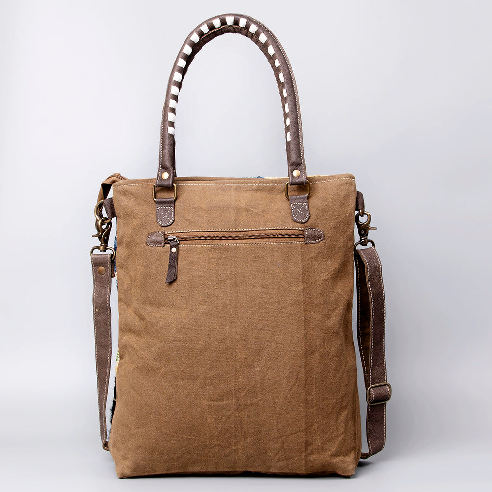 Ohlay Tote Upcycled Wool Upcycled Canvas Genuine Leather