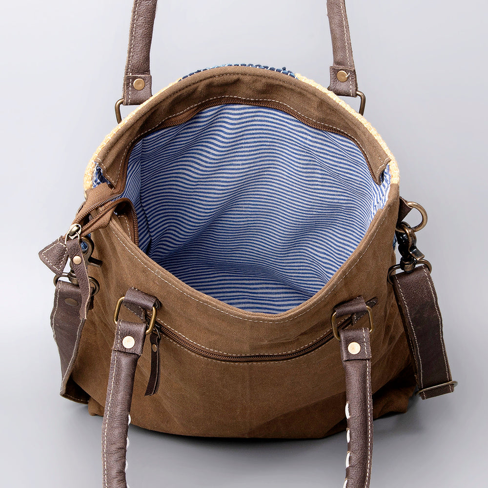 Ohlay Tote Upcycled Wool Upcycled Canvas Genuine Leather
