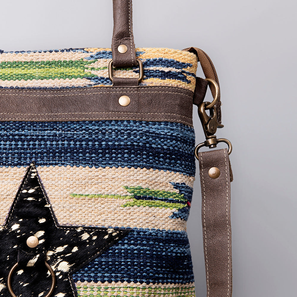 Ohlay Tote Upcycled Wool Upcycled Canvas Genuine Leather