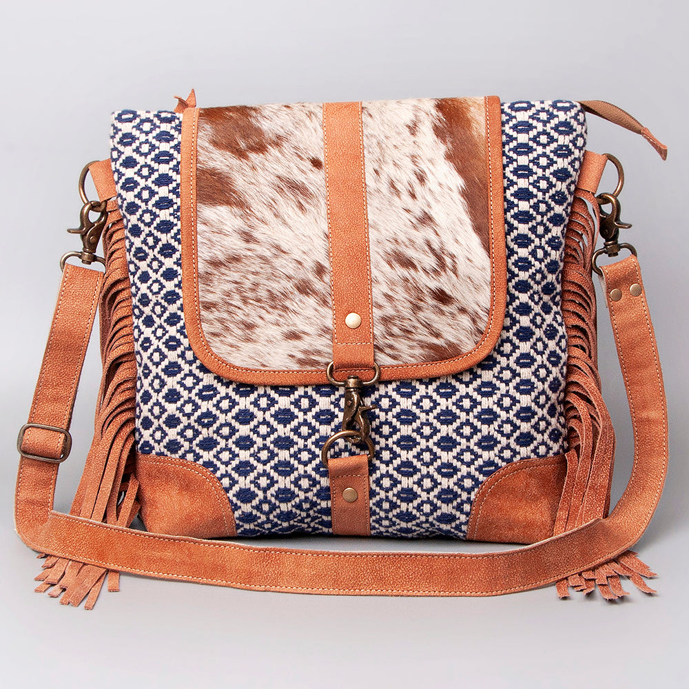 Ohlay Crossbody Upcycled Wool Upcycled Canvas Hair-On Genuine Leather
