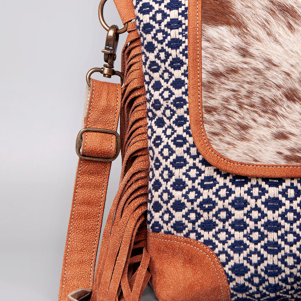 Ohlay Crossbody Upcycled Wool Upcycled Canvas Hair-On Genuine Leather