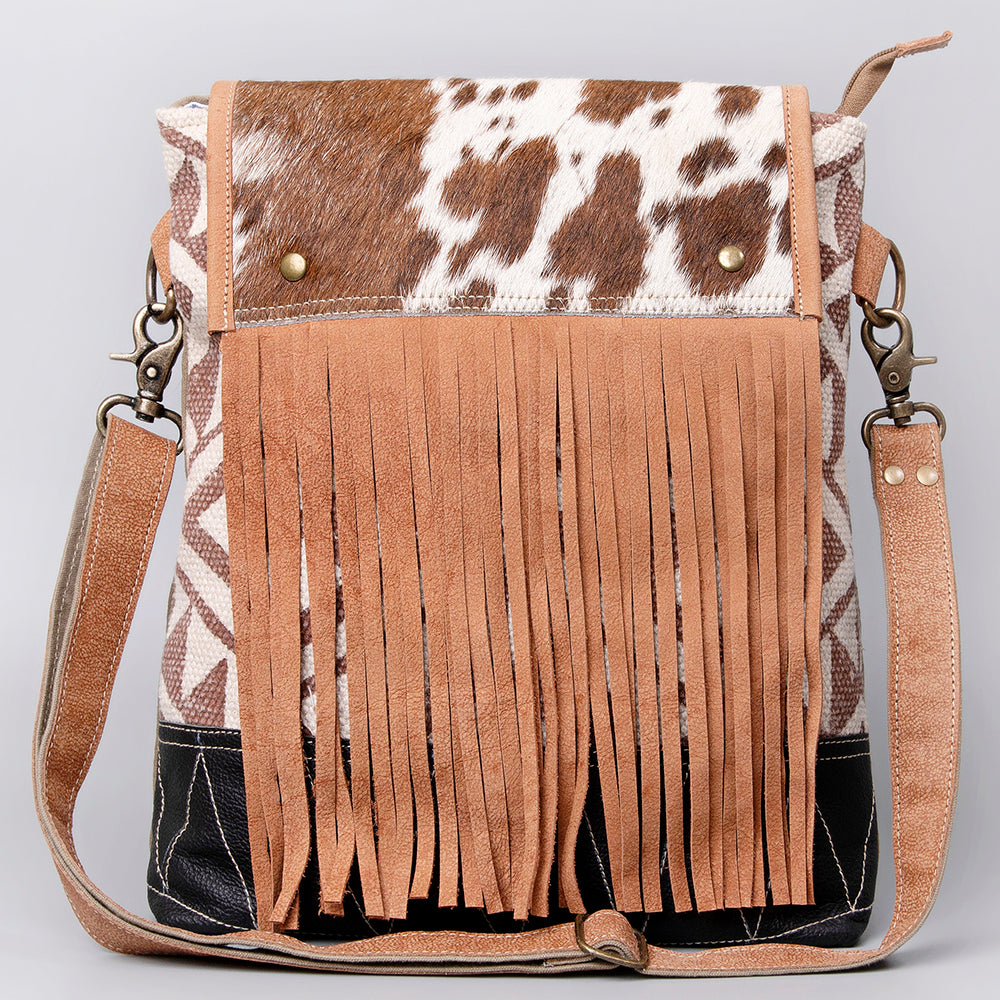 Ohlay Crossbody Upcycled Wool Upcycled Canvas Hair-On Genuine Leather