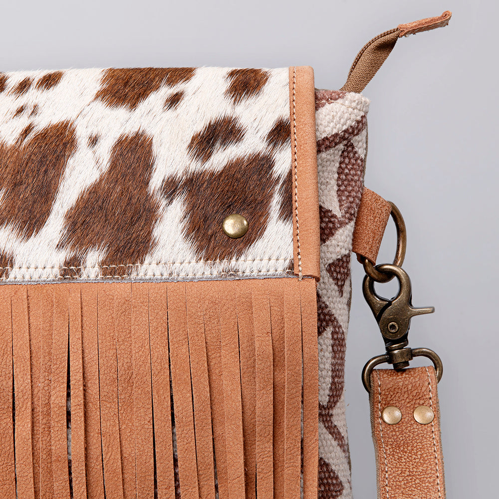 Ohlay Crossbody Upcycled Wool Upcycled Canvas Hair-On Genuine Leather