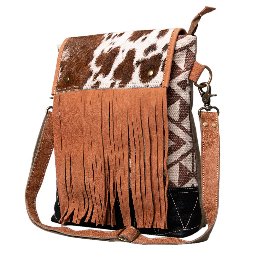 Ohlay Crossbody Upcycled Wool Upcycled Canvas Hair-On Genuine Leather