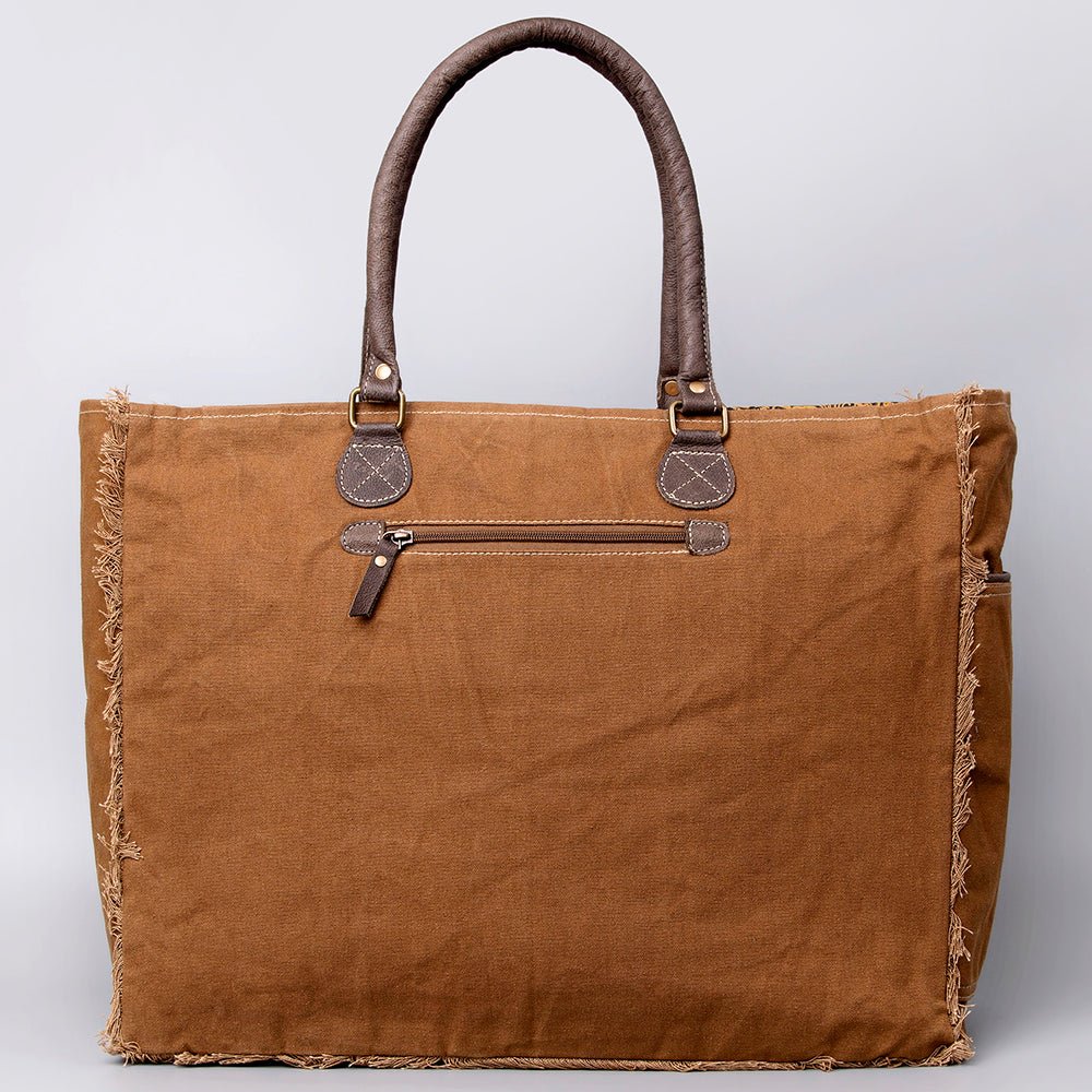 OHLAY Weekender Upcycled Wool Canvas Embossed Genuine Leather Women Bag Western Handbag Purse Womens Handbags Belt for Summer