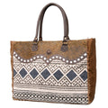 OHLAY Weekender Upcycled Wool Canvas Embossed Genuine Leather Women Bag Western Handbag Purse Womens Handbags Belt for Summer