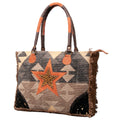 Ohlay Weekender Upcycled Wool Upcycled Canvas Embossed Hair-on Genuine Leather