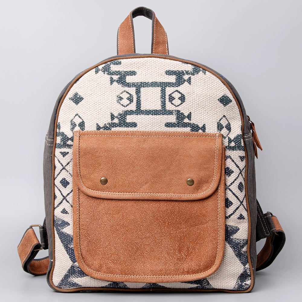 Ohlay Backpack Upcycled Canvas Genuine Leather