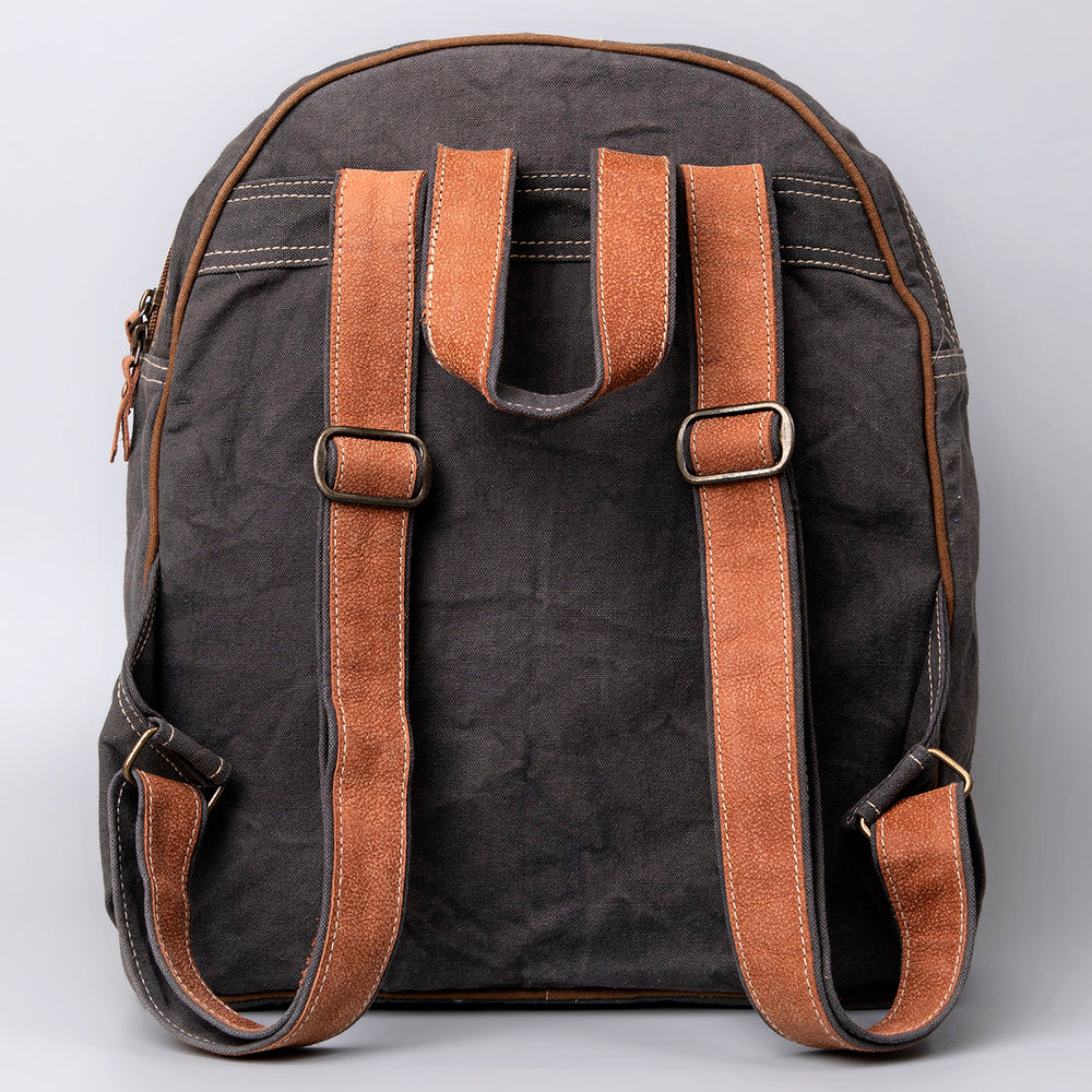 Ohlay Backpack Upcycled Canvas Genuine Leather
