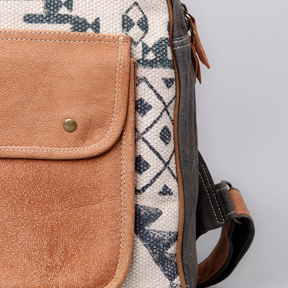 Ohlay Backpack Upcycled Canvas Genuine Leather